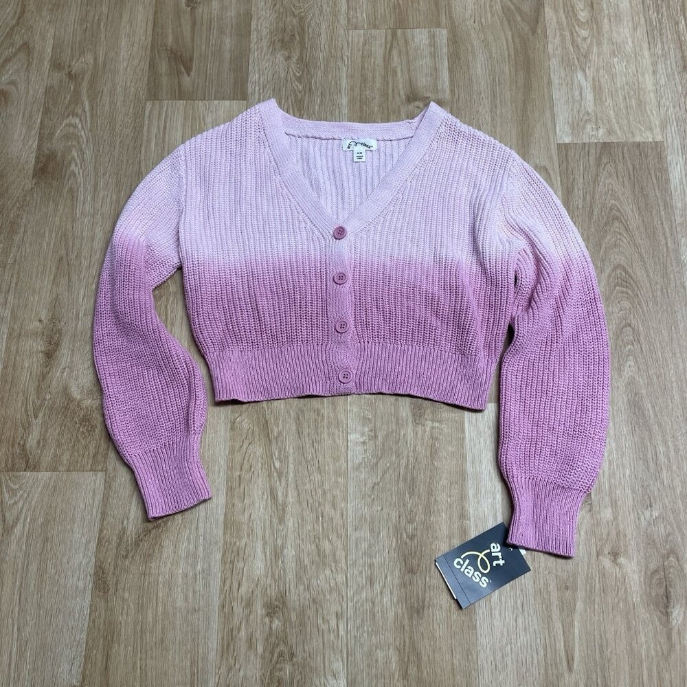 Art Class Knit Cardigan Sweater Pink Ombre Girls Size M (8) School Fall Cozy New